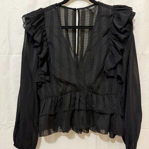 Express Long Sleeve Ruffle Blouse